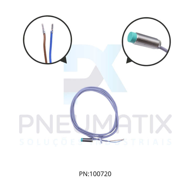 SENSOR IND.CIL.DIAM.12MM Sn:8MM N.FAC.ALIM.10-30VDC 2 FIOS NA CABO 2MTS NCN8-12GM35-Z4 PN:109739 PEPPERL