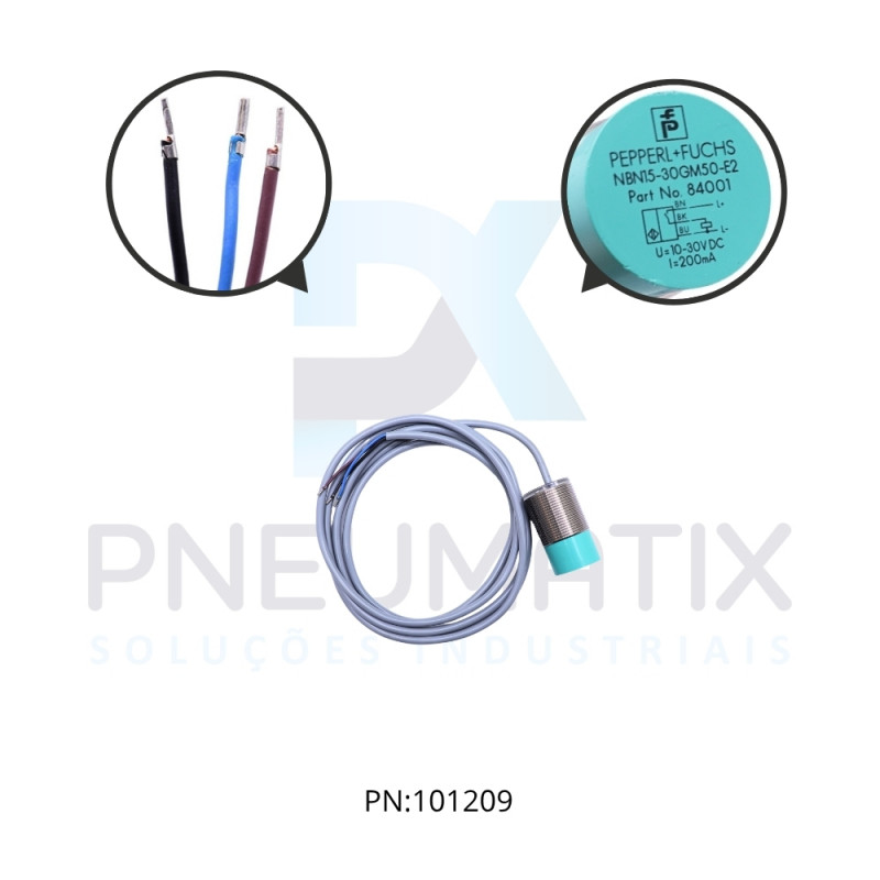 SENSOR IND.CIL.DIAM.12MM Sn:2MM FAC.ALIM.5-60VDC 2 FIOS NA CABO 2MTS NBB2-12GM40-Z0 PN:088190 PEPPERL