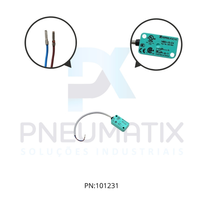 SENSOR IND.RETANGULAR Sn:3MM FAC.ALIM.5-60VDC 2 FIOS NA CABO 2MTS NBB3-V3-Z4 PN:087484 PEPPERL SENSOR IND.RETANGULAR Sn:3MM FAC.ALIM.5-60VDC 2 FIOS NA CABO 2MTS NBB3-V3-Z4 PN:087484 PEPPERL