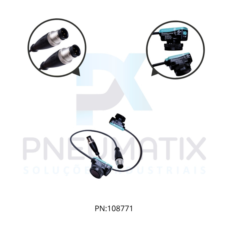 SENSOR FOTOEL.RETAN.Sn:12,5M TP.BARREIRA ALIM.10-30VDC PNP/NPN NA/NF OBE10M-R103-S2EP-IO-0,3M-V1 PN:284458 PEPPERL