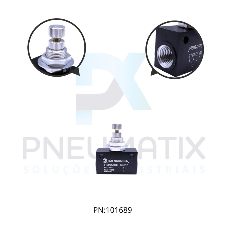 VALVULA CONTROLE FLUXO 1/4 NPT T1000A2800 NORGREN VALVULA CONTROLE FLUXO 1/4 NPT T1000A2800 NORGREN