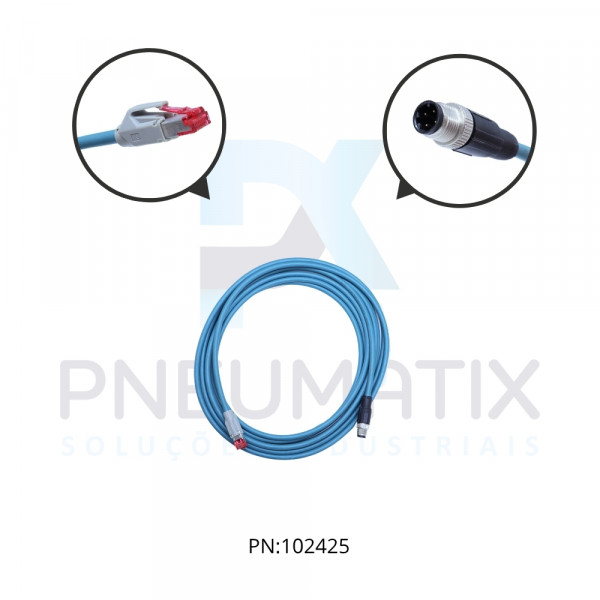 CABO COMUNICACAO ETHERNET C/CONECTOR MACHO RETO D-CODED 4P. M12 5MTS RJ45 V1SD-G-5M-PUR-ABG-V45-G PN:213292 PEPPERL