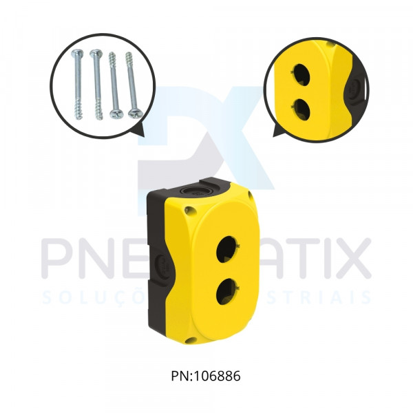 CAIXA BOTOEIRA PLASTICA AMARELA 2 FUROS 22MM REF.LPZP2A5 LOVATO CAIXA BOTOEIRA PLASTICA AMARELA 2 FUROS 22MM REF.LPZP2A5 LOVATO