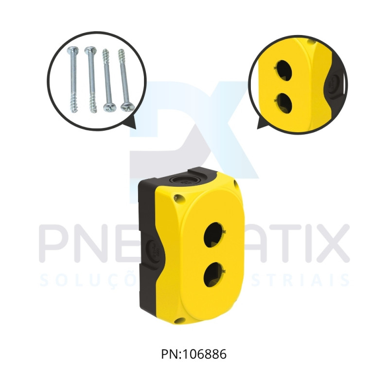 CAIXA BOTOEIRA PLASTICA AMARELA 2 FUROS 22MM REF.LPZP2A5 LOVATO CAIXA BOTOEIRA PLASTICA AMARELA 2 FUROS 22MM REF.LPZP2A5 LOVATO