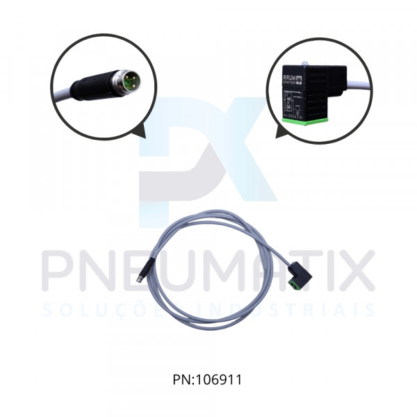 CABO C/CONECTOR M8 1,6MTS PUR COM CONECTOR  P/BOBINA FORMATO BI ME334635 MURRELEKTRONIK