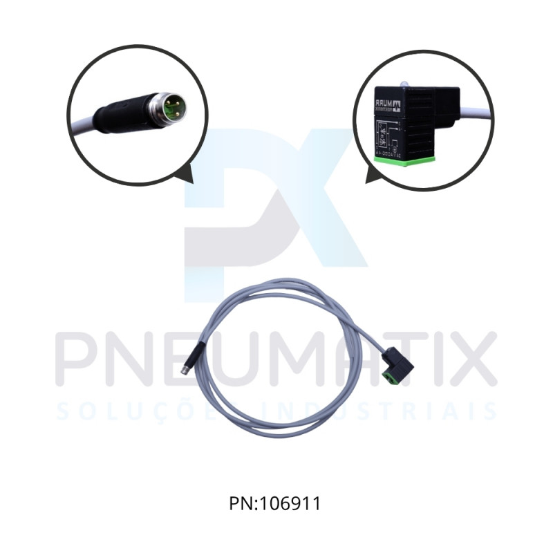 CABO C/CONECTOR M8 1,6MTS PUR COM CONECTOR  P/BOBINA FORMATO BI ME334635 MURRELEKTRONIK
