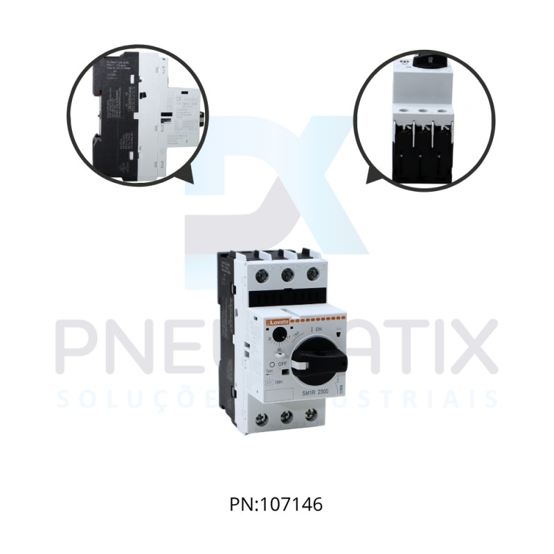 DISJUNTOR MOTOR COM PROTECAO TERMICA E MAGNETICA + TRIP FAIXA 6,3-10A SM1R1000 LOVATO DISJUNTOR MOTOR COM PROTECAO TERMICA E MAGNETICA + TRIP FAIXA 6,3-10A SM1R1000 LOVATO
