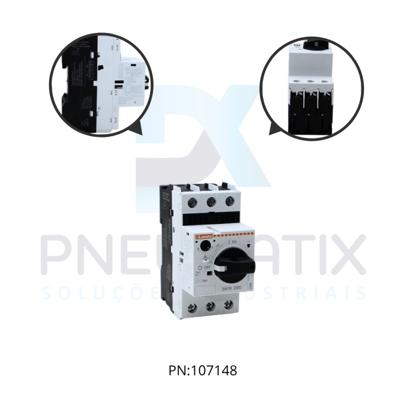 DISJUNTOR MOTOR COM PROTECAO TERMICA E MAGNETICA + TRIP FAIXA 13-18A SM1R1800 LOVATO DISJUNTOR MOTOR COM PROTECAO TERMICA E MAGNETICA + TRIP FAIXA 13-18A SM1R1800 LOVATO
