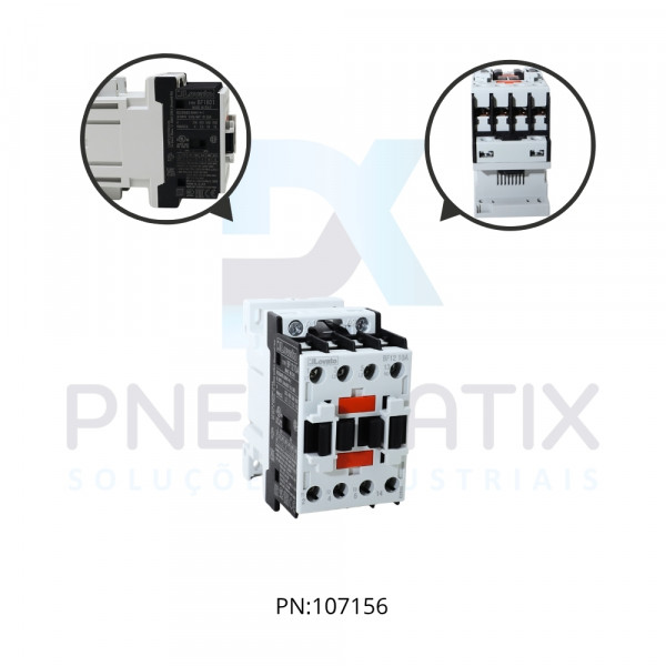 CONTATOR TRIPOLAR COM 1 CONTATO NF 18A AC3 BOBINA 24VDC REF. BF1801D024 LOVATO