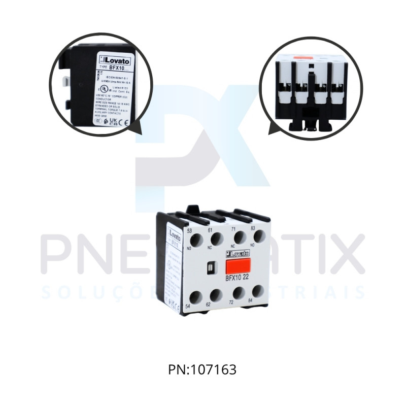 BLOCO CONTATO AUXILIAR CENTRAL P/ CONTATOR 2NA+2NF REF. BFX1022 LOVATO BLOCO CONTATO AUXILIAR CENTRAL P/ CONTATOR 2NA+2NF REF. BFX1022 LOVATO