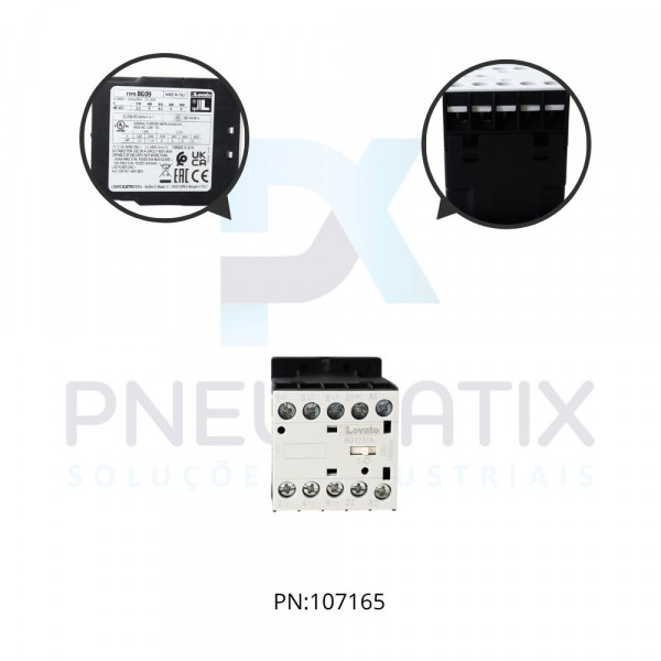 MINI CONTATOR TRIPOLAR COM 1 CONTATO NF 9A AC3 BOBINA 24VDC REF. 11BG0901D024 LOVATO