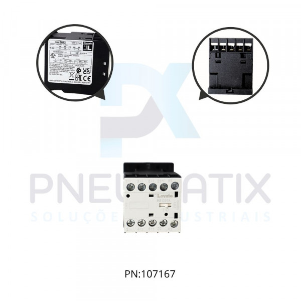 MINI CONTATOR TRIPOLAR COM 1 CONTATO NF 12A AC3 BOBINA 230V/50-60HZ REF. 11BG1201A230 LOVATO