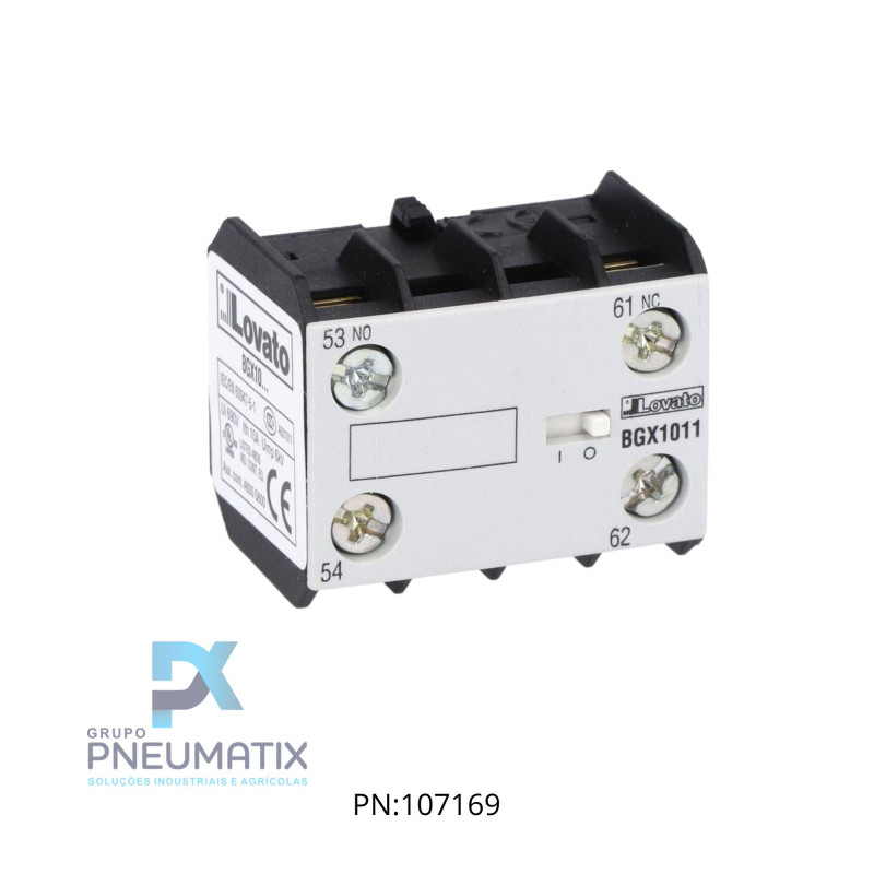 BLOCO CONTATO AUXILIAR CENTRAL P/ MINI CONTATOR 1NA+1NF REF. 11BGX1011 LOVATO