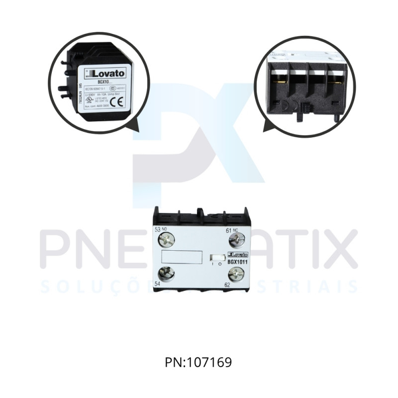 BLOCO CONTATO AUXILIAR CENTRAL P/ MINI CONTATOR 1NA+1NF REF. 11BGX1011 LOVATO BLOCO CONTATO AUXILIAR CENTRAL P/ MINI CONTATOR 1NA+1NF REF. 11BGX1011 LOVATO