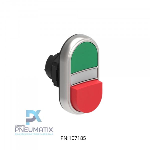 BOTAO DUPLO FACEADO NAO ILUMINADO VERDE/VERMELHO IP67/69 REF. LPCB7213 LOVATO