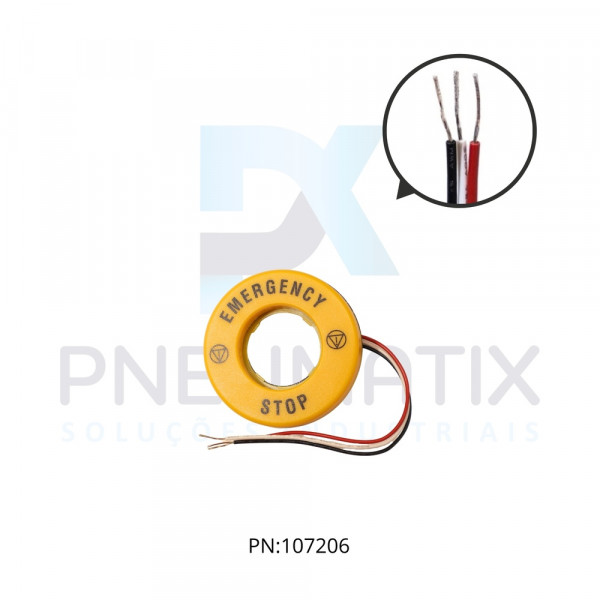 DISCO ETIQUETA AMARELA ILUMINADO DIAM. 60MM EMERGENCIA/STOP 24 VCC LPXDAU115024 LOVATO