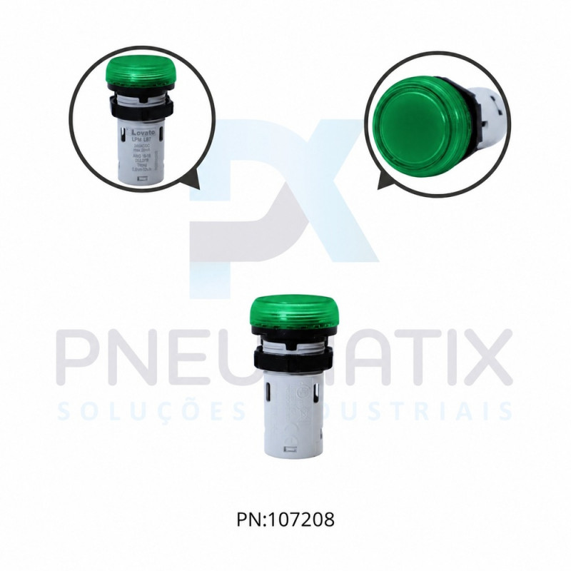 SINALIZADOR LED VERDE 22MM SERIE PLATINUN MONOBLOCO 24VCC/AC LPMLB3 LOVATO SINALIZADOR LED VERDE 22MM SERIE PLATINUN MONOBLOCO 24VCC/AC LPMLB3 LOVATO