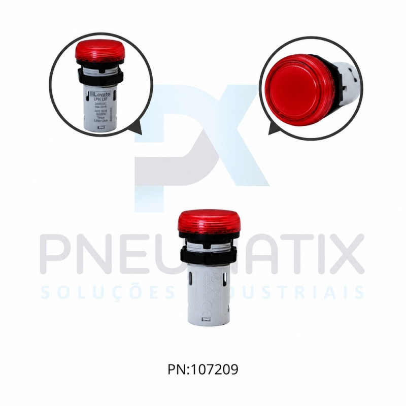 SINALIZADOR LED VERMELHO 22MM SERIE PLATINUN MONOBLOCO 24VCC/AC LPMLB4 LOVATO SINALIZADOR LED VERMELHO 22MM SERIE PLATINUN MONOBLOCO 24VCC/AC LPMLB4 LOVATO