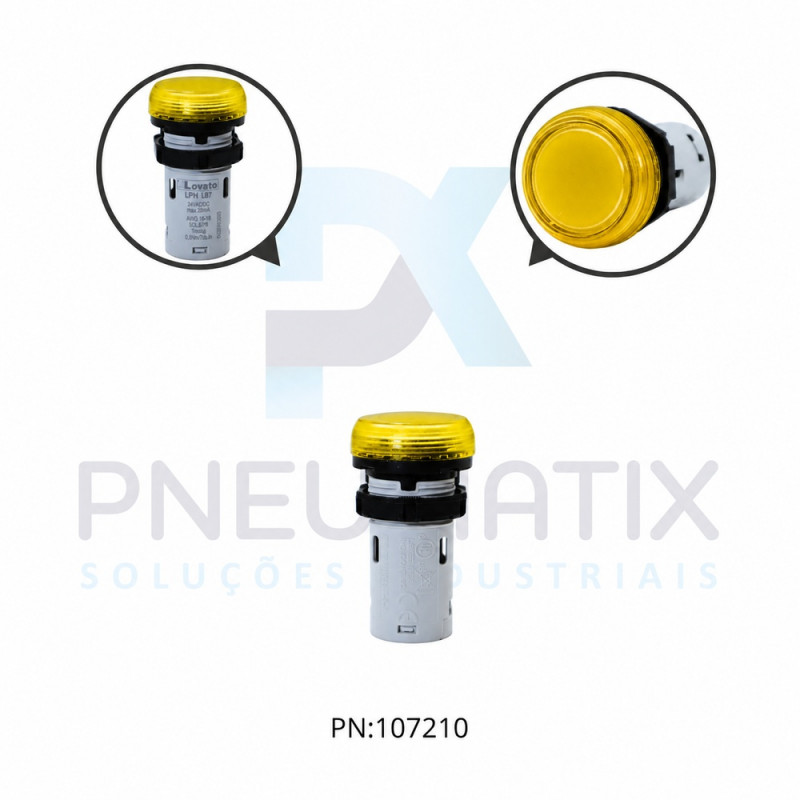 SINALIZADOR LED AMARELO 22MM SERIE PLATINUN MONOBLOCO 24VCC/AC LPMLB5 LOVATO SINALIZADOR LED AMARELO 22MM SERIE PLATINUN MONOBLOCO 24VCC/AC LPMLB5 LOVATO