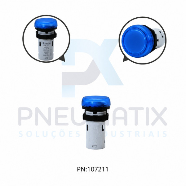 SINALIZADOR LED AZUL 22MM SERIE PLATINUN MONOBLOCO 24VCC/AC LPMLB6 LOVATO