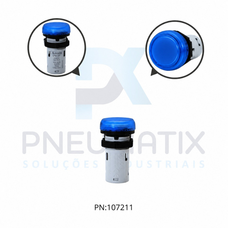 SINALIZADOR LED AZUL 22MM SERIE PLATINUN MONOBLOCO 24VCC/AC LPMLB6 LOVATO SINALIZADOR LED AZUL 22MM SERIE PLATINUN MONOBLOCO 24VCC/AC LPMLB6 LOVATO