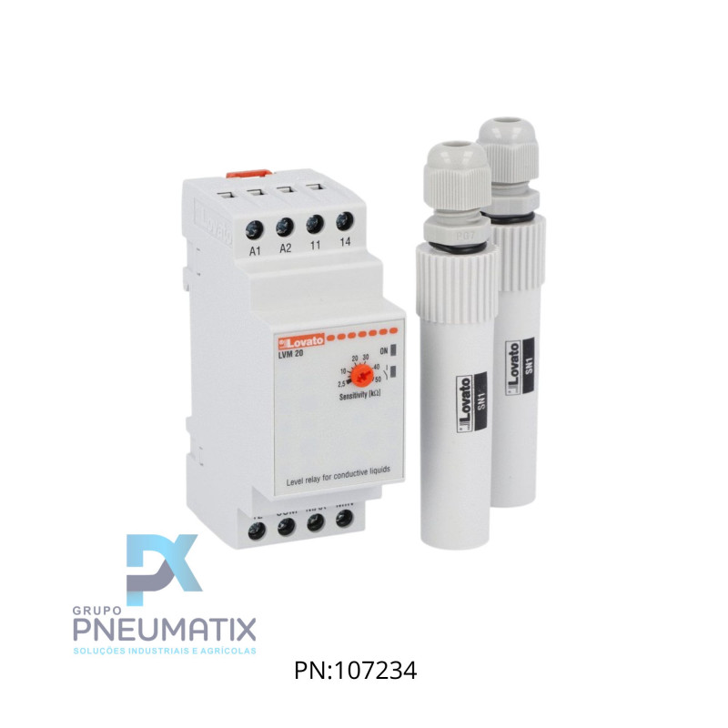 RELE CONTROLE NIVEL CONDUTIVEL COM ELETRODOS ALIM. 220-240VAC REF. LVMKIT20A240 LOVATO