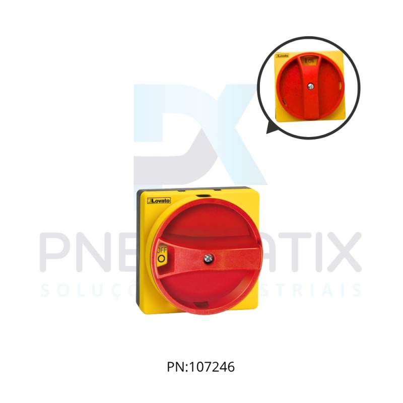 MANOPLA P/ CHAVE SECCIONADORA IP65 VERM./AMAR. TRAVA 3 CADEADOS FIX. PARAFUSO REF. GAX61 LOVATO MANOPLA P/ CHAVE SECCIONADORA IP65 VERM./AMAR. TRAVA 3 CADEADOS FIX. PARAFUSO REF. GAX61 LOVATO