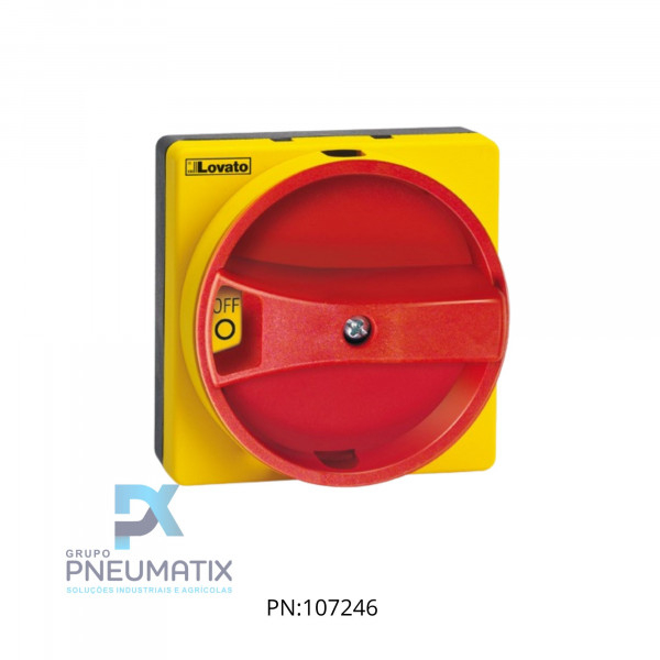 MANOPLA P/ CHAVE SECCIONADORA IP65 VERM./AMAR. TRAVA 3 CADEADOS FIX. PARAFUSO REF. GAX61 LOVATO MANOPLA P/ CHAVE SECCIONADORA IP65 VERM./AMAR. TRAVA 3 CADEADOS FIX. PARAFUSO REF. GAX61 LOVATO