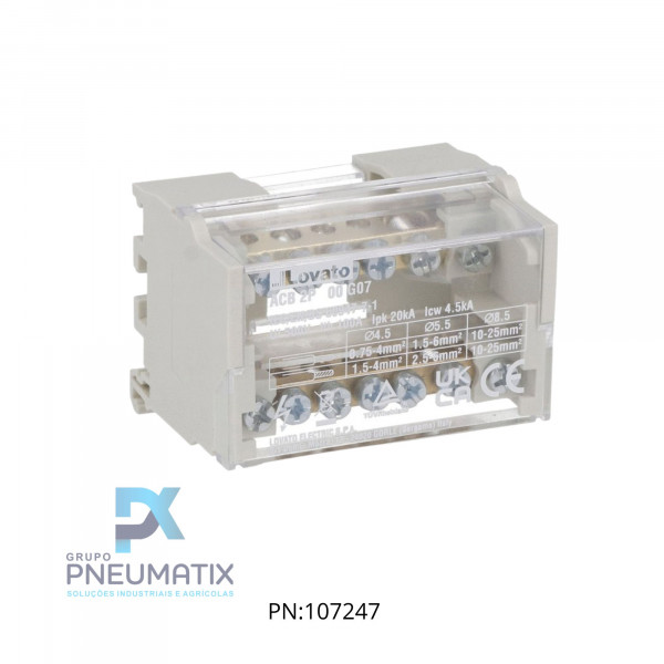 BLOCO DE DISTRIBUICAO ENERGIA 2 VIAS X 7 POLOS 100A REF. ACB2P100G07 LOVATO BLOCO DE DISTRIBUICAO ENERGIA 2 VIAS X 7 POLOS 100A REF. ACB2P100G07 LOVATO