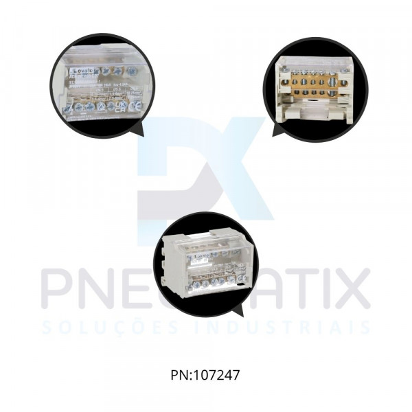 BLOCO DE DISTRIBUICAO ENERGIA 2 VIAS X 7 POLOS 100A REF. ACB2P100G07 LOVATO