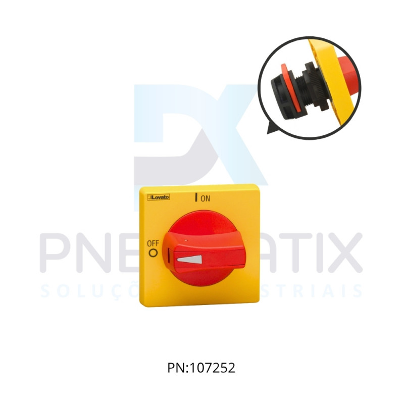 MANOPLA P/ CHAVE SECCIONADORA IP65 VERM./AMAR. TRAVA 3 CADEADOS FIX. PORCA REF. GAX63 LOVATO MANOPLA P/ CHAVE SECCIONADORA IP65 VERM./AMAR. TRAVA 3 CADEADOS FIX. PORCA REF. GAX63 LOVATO