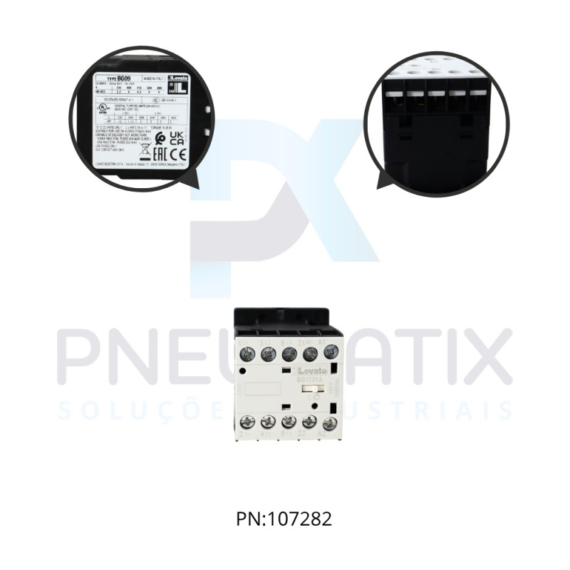 MINI CONTATOR TRIPOLAR COM 1 CONTATO NA 9A AC3 BOBINA 220VAC REF. 11BG0910A220 LOVATO MINI CONTATOR TRIPOLAR COM 1 CONTATO NA 9A AC3 BOBINA 220VAC REF. 11BG0910A220 LOVATO