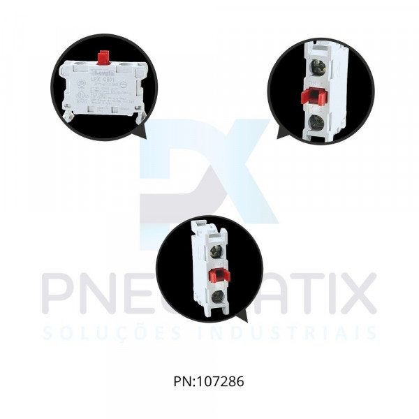 CONTATO AUXILIAR P/CAIXA 1NF 10A VERMELHO SERIE PLATINUN TERMINAL PARAFUSO REF. LPXCB01 LOVATO