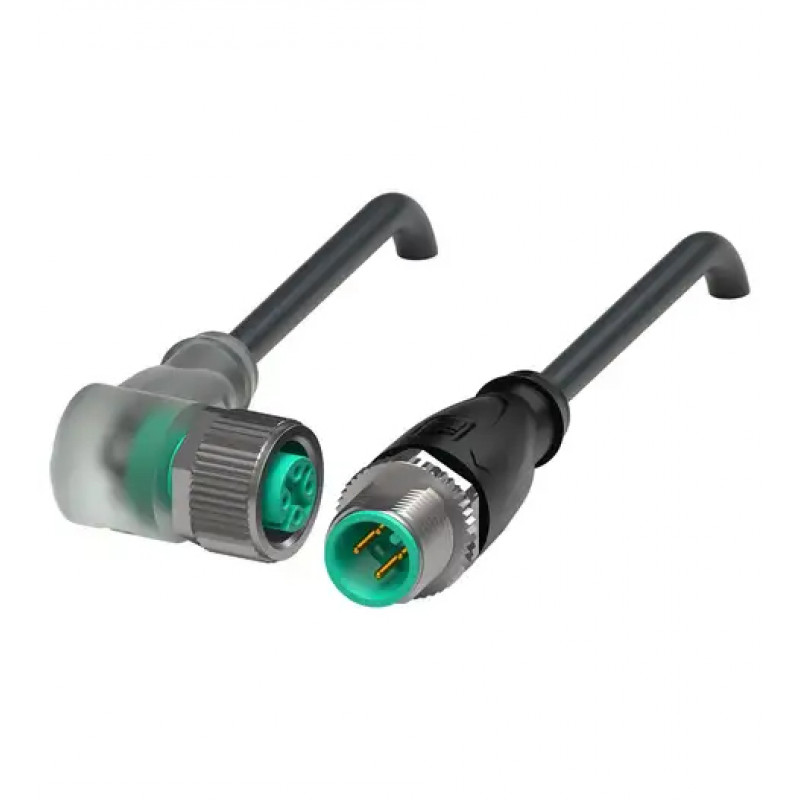 CABO C/CONECTOR 5MTS 4 POLOS M12 C/LED COR PRETO PUR V1-W-E8-BK5M-PUR-U-V1-G PN:252990 PEPPERL