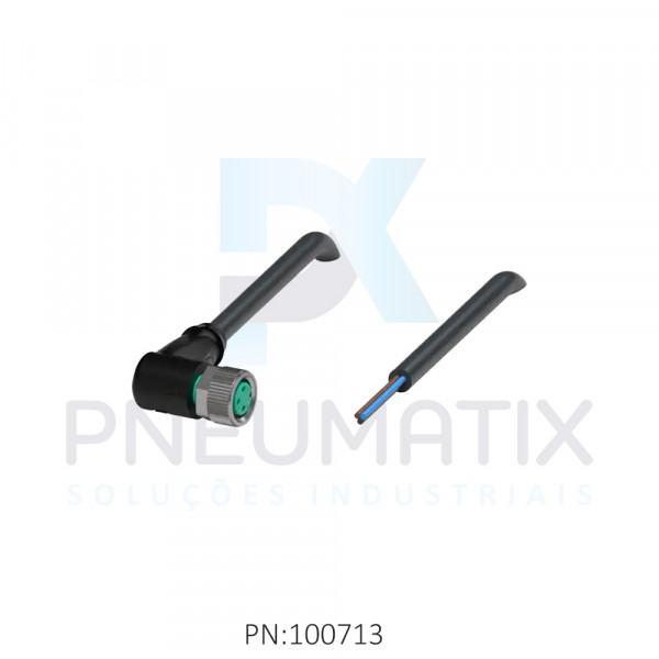 CABO C/CONECTOR 5MTS FEMEA ANGULAR M8 3 POLOS COR PRETO PUR V3-WM-BK5M-PUR-U PN:234128 PEPPERL