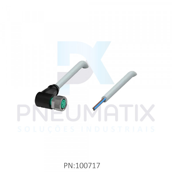 CABO C/CONECTOR 5MTS FEMEA ANGULAR M8 3 POLOS COR CINZA PVC V3-WM-5M-PVC PN:109026 PEPPERL