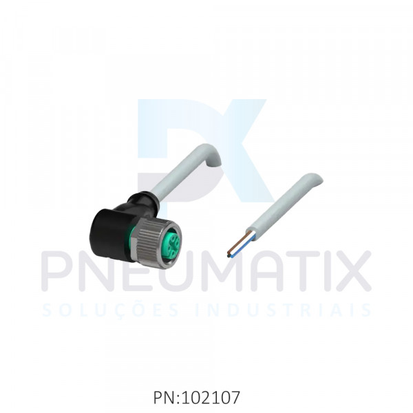 CABO C/CONECTOR 10MTS FEMEA ANGULAR M12 4 POLOS COR CINZA PUR V1-W-10M-PUR PN:040066 PEPPERL