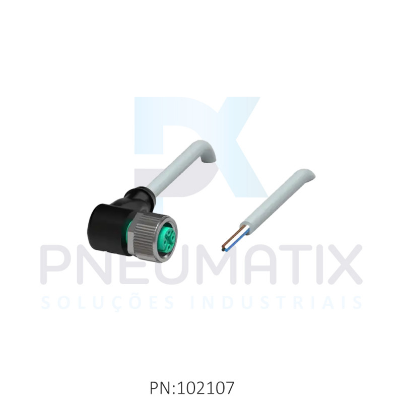 CABO C/CONECTOR 10MTS FEMEA ANGULAR M12 4 POLOS COR CINZA PUR V1-W-10M-PUR PN:040066 PEPPERL