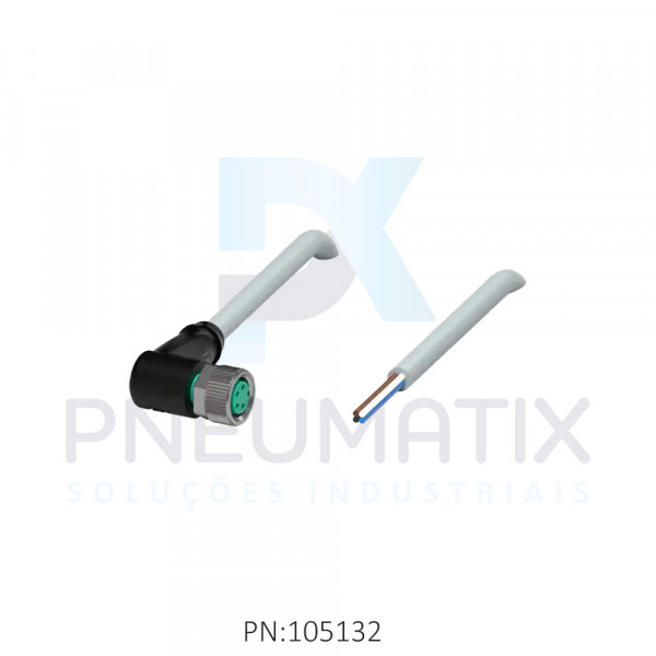 CABO C/CONECTOR 2MTS FEMEA ANGULAR M8 4 POLOS COR CINZA PVC V31-WM-2M-PVC PN:109032 PEPPERL