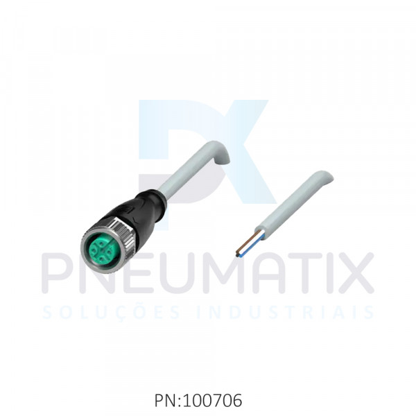 CABO C/CONECTOR 10MTS FEMEA RETO M12 4 POLOS COR CINZA PVC V1-G-10M-PVC PN:035074 PEPPERL