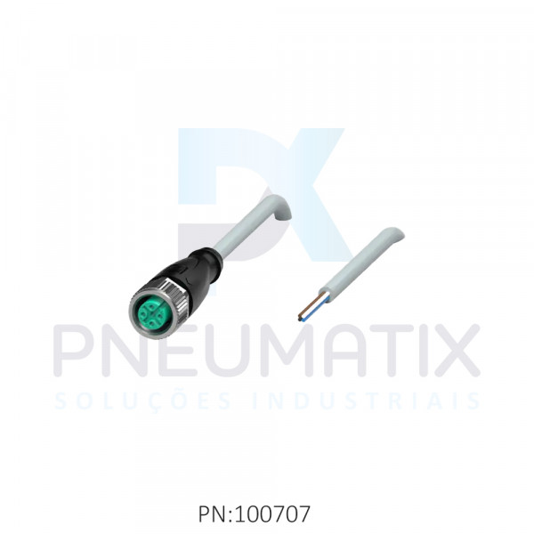 CABO C/CONECTOR 5MTS FEMEA RETO M12 4 POLOS COR CINZA PVC V1-G-5M-PVC PN:035073 PEPPERL