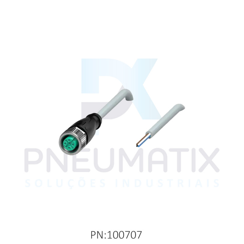 CABO C/CONECTOR 5MTS FEMEA RETO M12 4 POLOS COR CINZA PVC V1-G-5M-PVC PN:035073 PEPPERL
