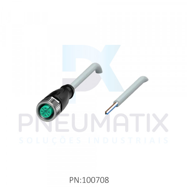 CABO C/CONECTOR 15MTS FEMEA RETO M12 4 POLOS COR CINZA PVC V1-G-15M-PVC PN:117079 PEPPERL