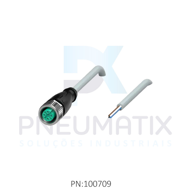 CABO C/CONECTOR 2MTS FEMEA RETO M12 4 POLOS COR CINZA PVC V1-G-2M-PVC PN:035071 PEPPERL