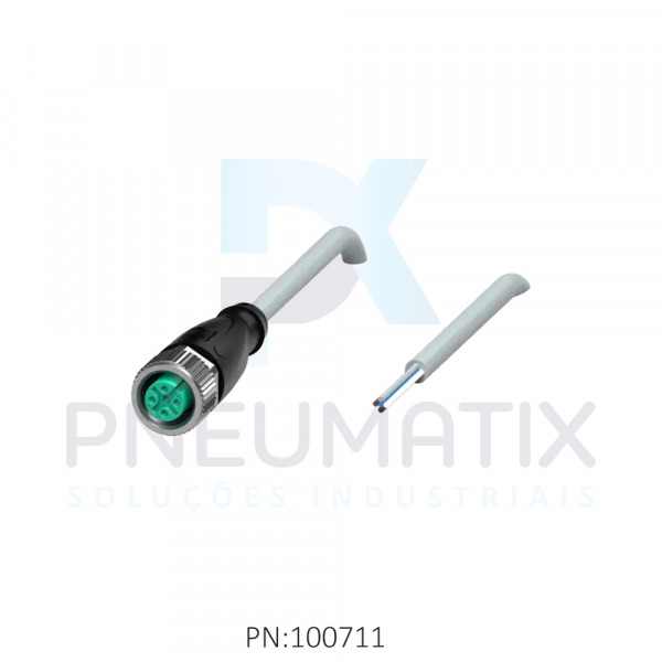 CABO C/CONECTOR 2MTS FEMEA RETO M12 5 POLOS COR CINZA PVC V15-G-2M-PVC PN:035322 PEPPERL