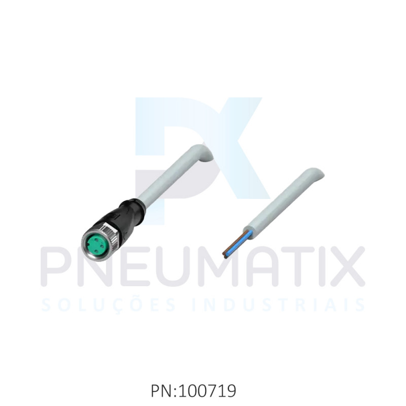 CABO C/CONECTOR 2MTS FEMEA RETO M8 3 POLOS COR CINZA PUR V3-GM-2M-PUR PN:116460 PEPPERL