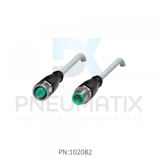CABO C/CONECTOR 3MTS FEMEA RETO M12 4 POLOS COR CINZA PVC V1-G-3M-PVC-V1-G PN:192068 PEPPERL