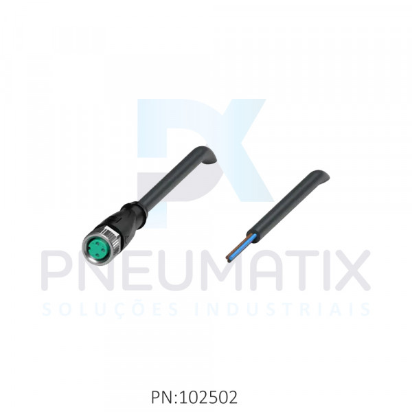 CABO C/CONECTOR 5MTS FEMEA RETO M8 3 POLOS COR PRETO PUR V3-GM-BK5M-PUR-U PN:217480 PEPPERL
