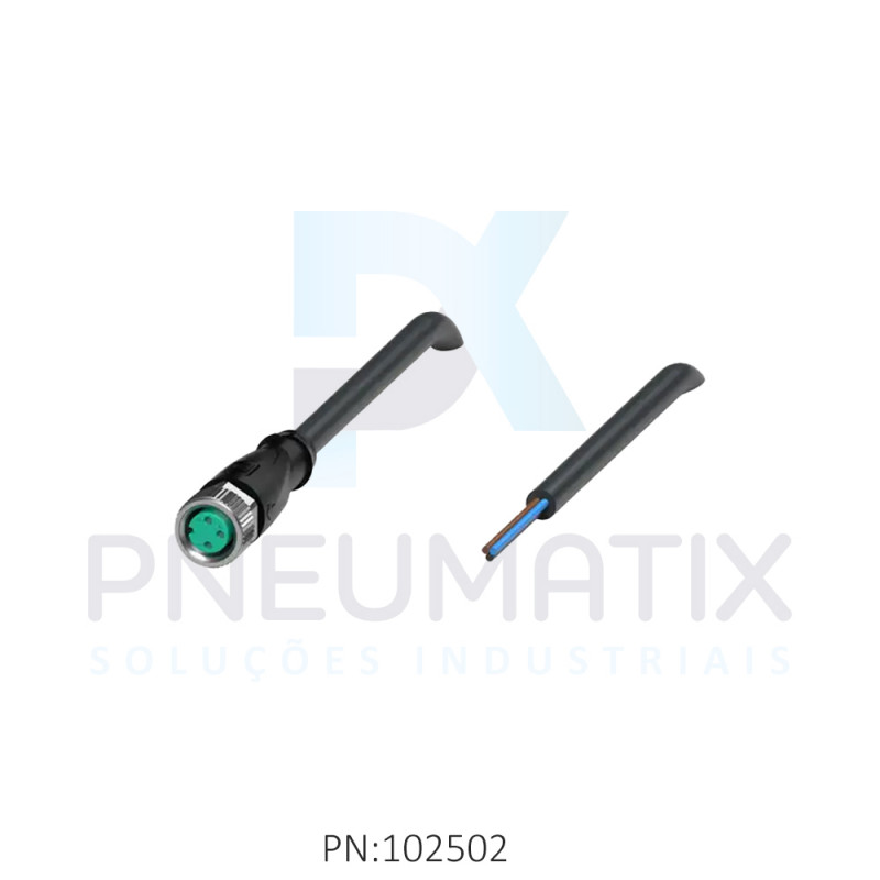 CABO C/CONECTOR 5MTS FEMEA RETO M8 3 POLOS COR PRETO PUR V3-GM-BK5M-PUR-U PN:217480 PEPPERL