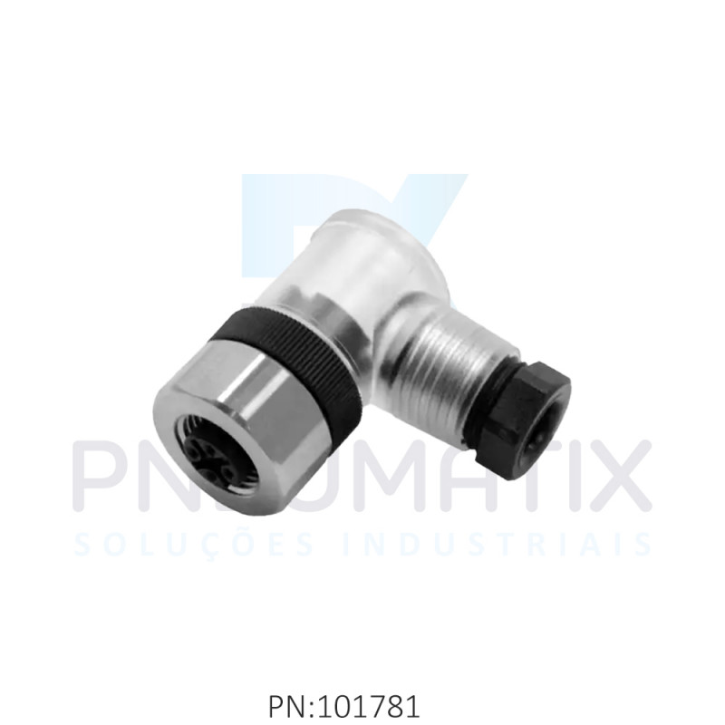 CONECTOR FEMEA ANGULAR M12 4P PARAFUSAVEL IP67 FIO 0,75MM2 TENSAO MAX.250VAC/VCC 4A MAX.C/LED V1-WV2A PN:117131 PEPPERL